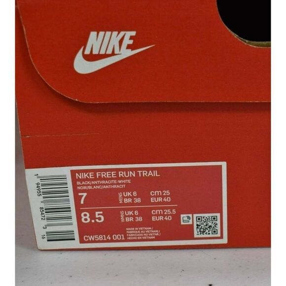 Nike Women Size 8.5 Free Run Trail Black Anthracite White Running Shoes Sneakers - Picture 7 of 7